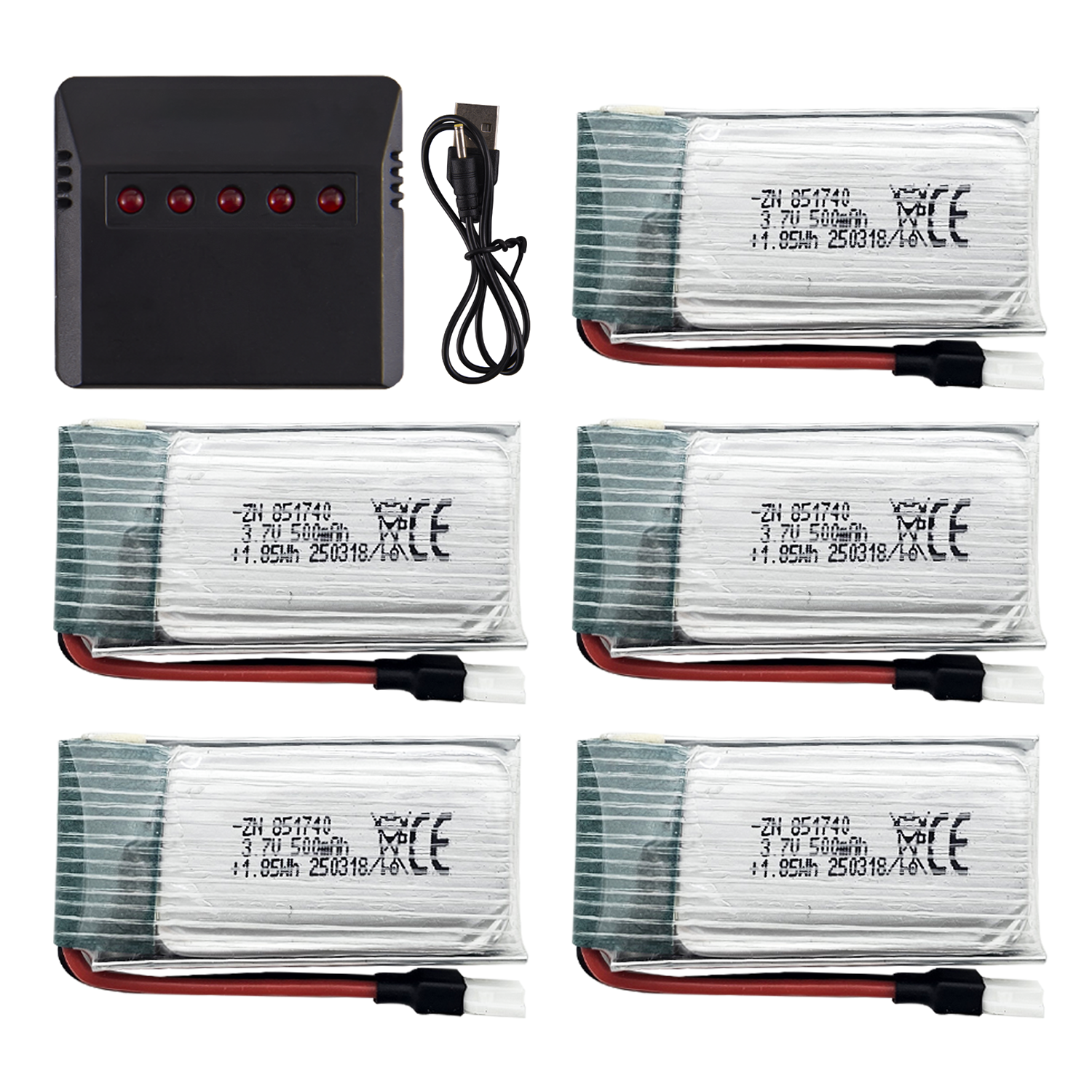 Drone Rc Jet - 5Pcs 3.7V 500mAh LiPo Batteries with