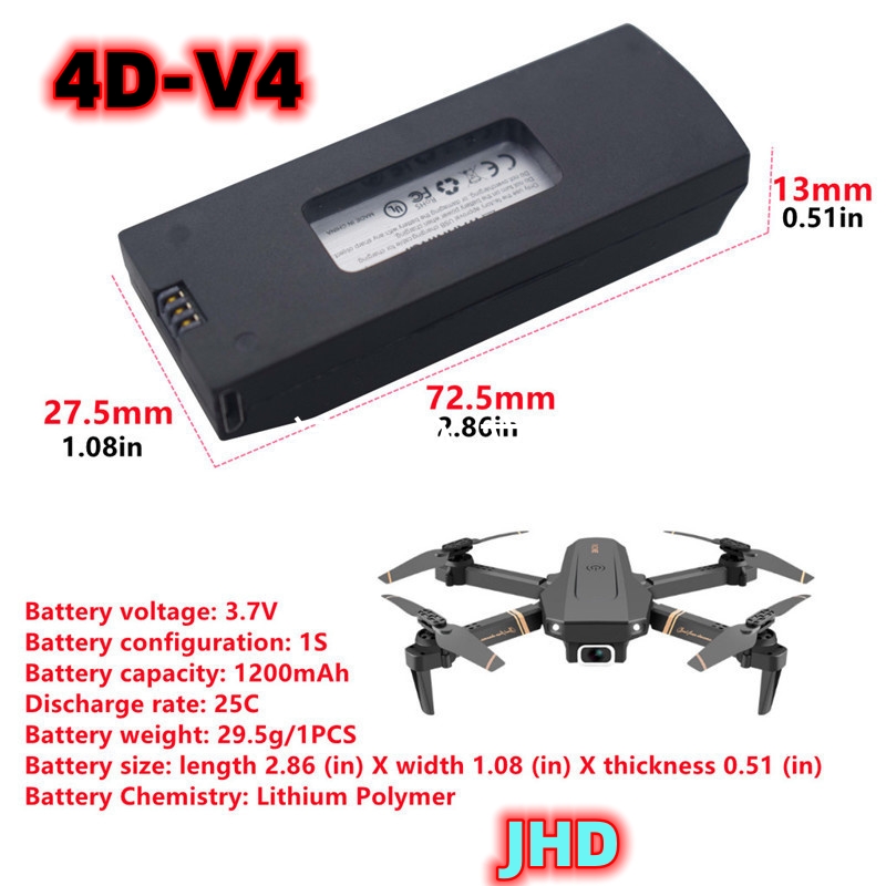 JHD Bateria 4DRC V4 Battery 3. - Lyzrc Drone avaliação e preço