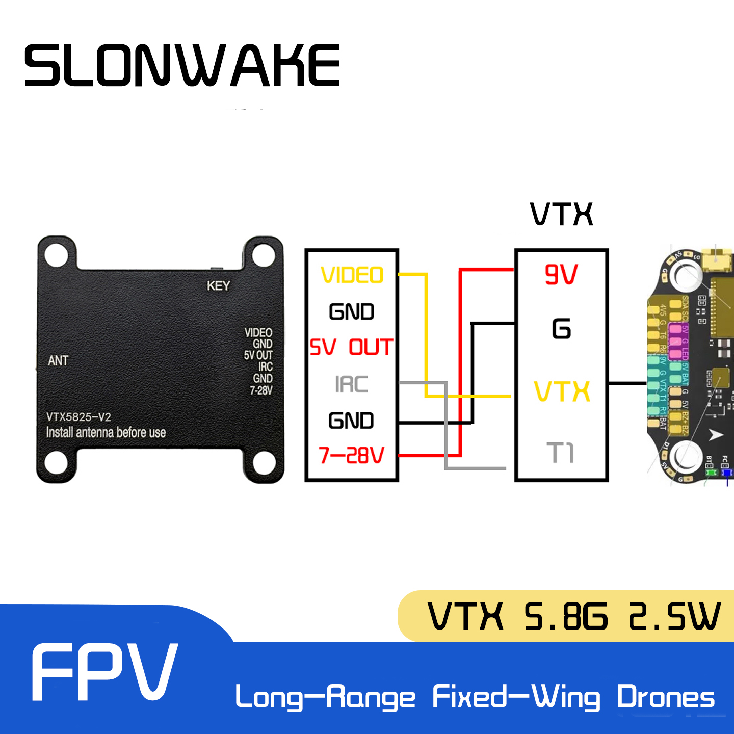 SLONWAKE 5.8G 48CH FPV Transmi - Drone Rc1 avaliação e preço