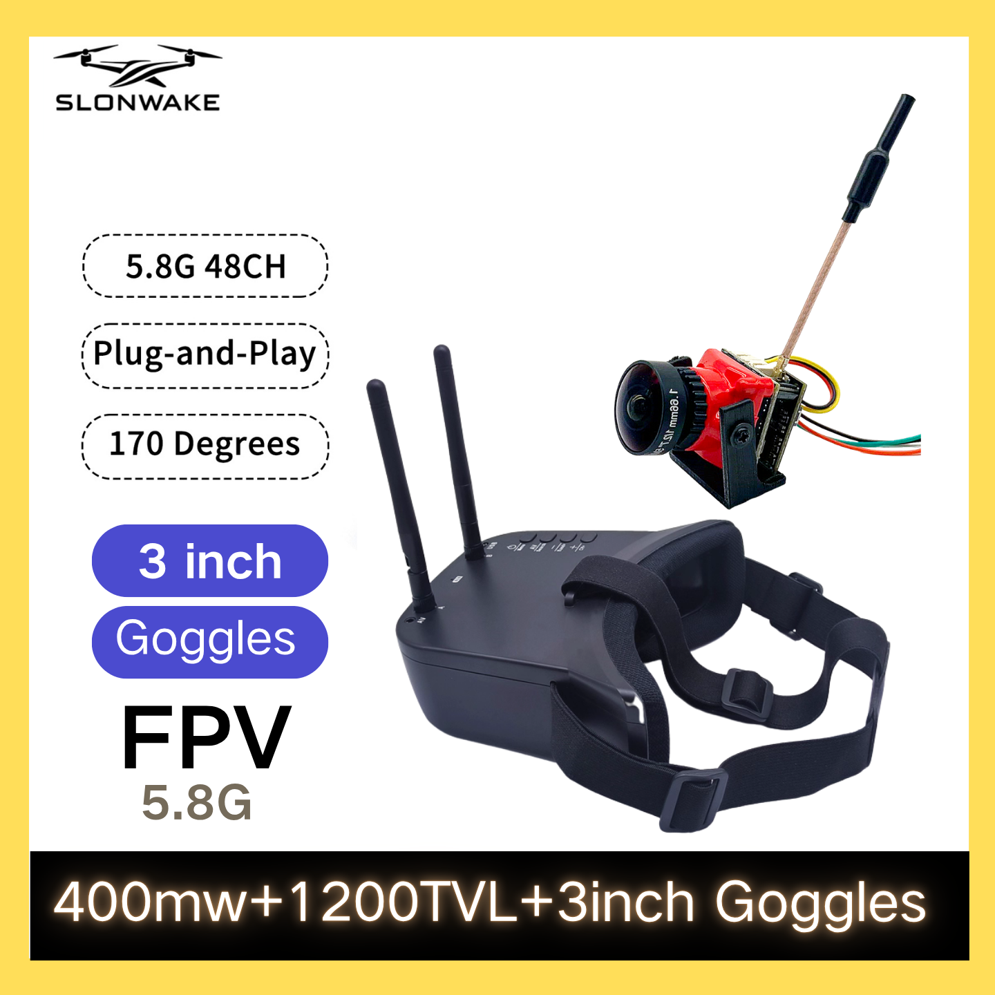 SLONWAKE 5.8G 48CH FPV 400mw V - Drone And Car avaliação e preço