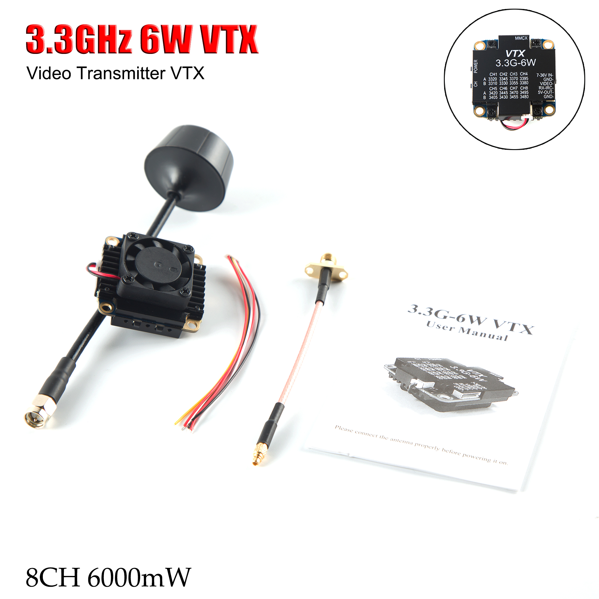 FPV Video Transmitter 3.3G 6W  - Drone Rc Diy avaliação e preço