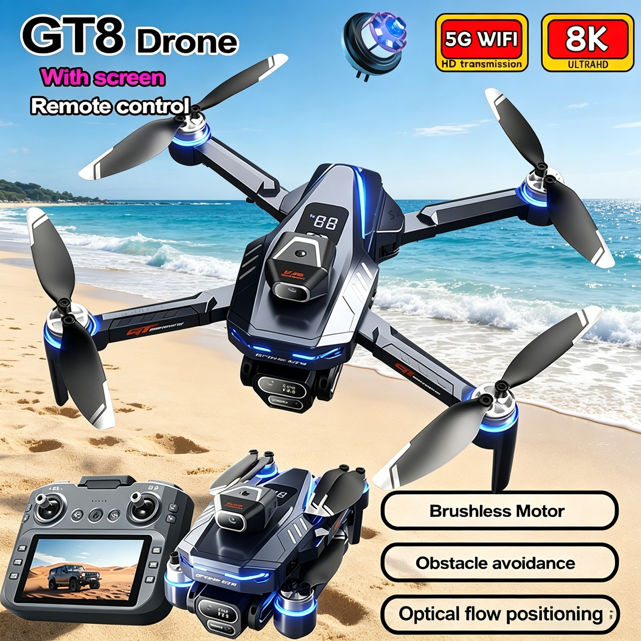 New Drone GT8 8K Professional  - Drone Gt8 Rc avaliação e preço
